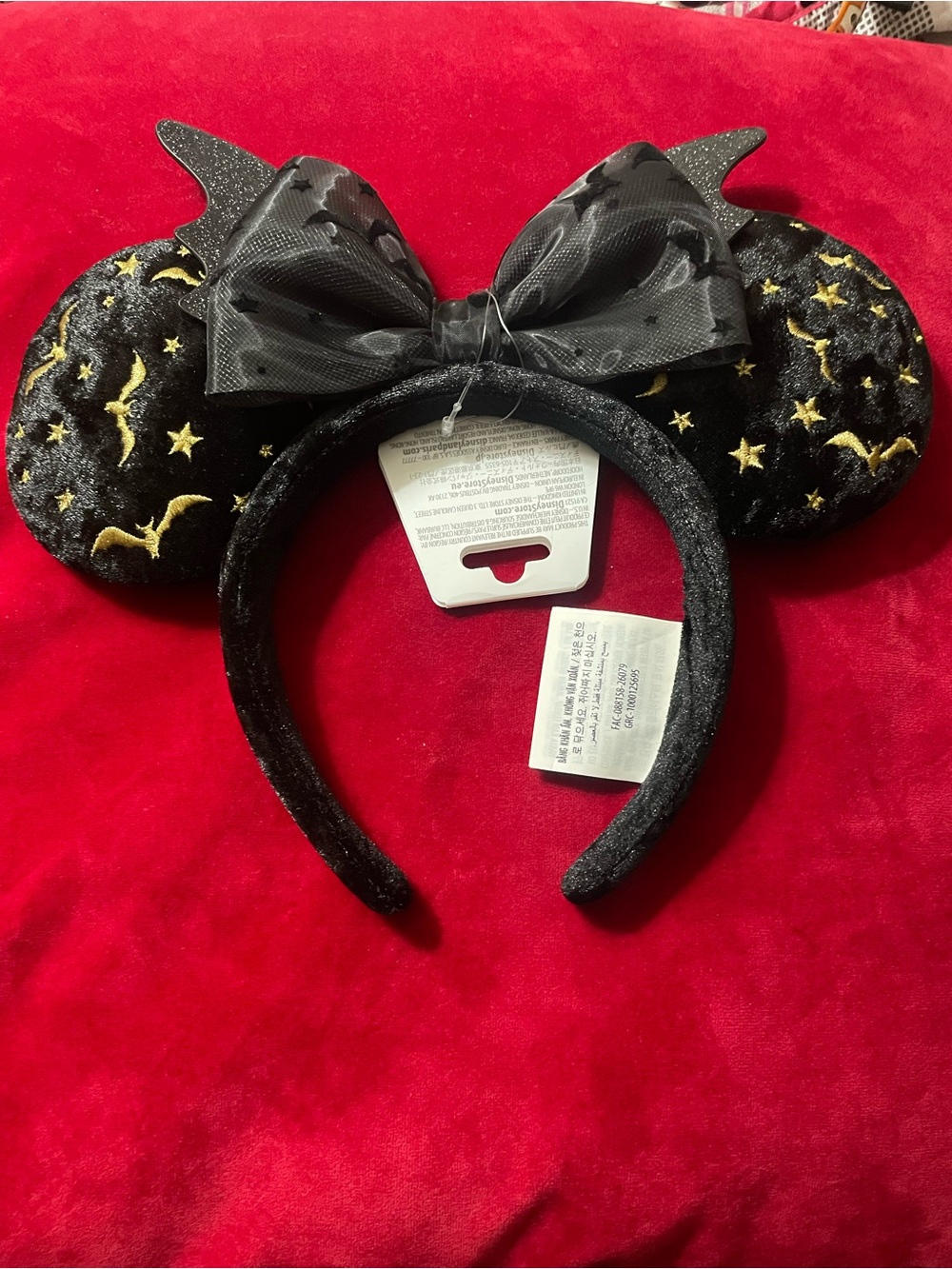 Disney Black and Gold Halloween Ear Headband with Bow